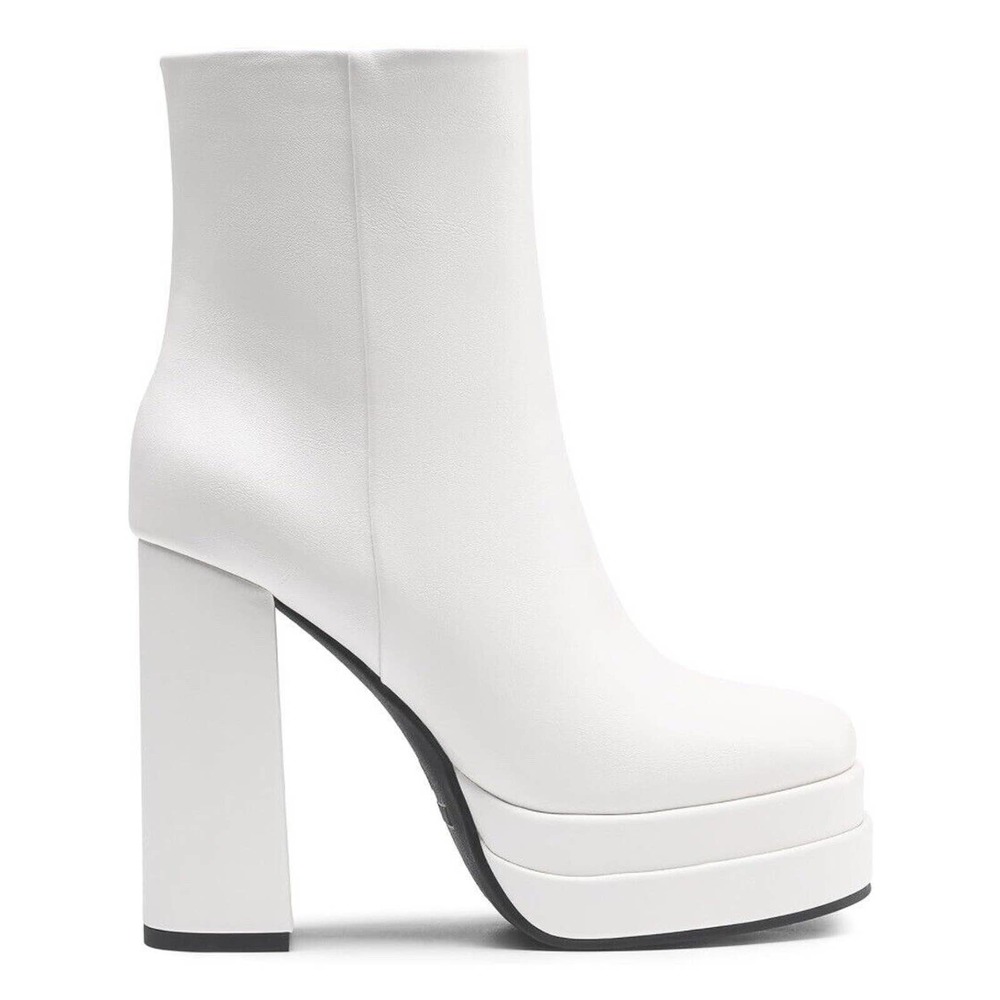 Dream Pairs Platform Ankle Boot Chunky Heel Square Toe White Women's Size 10 - Picture 4 of 6